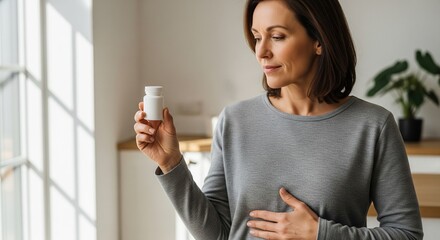 Thoughtful woman considering daily medication for long-term health