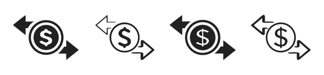 Obraz premium Dollar money transfer icon set. Money transfer icon