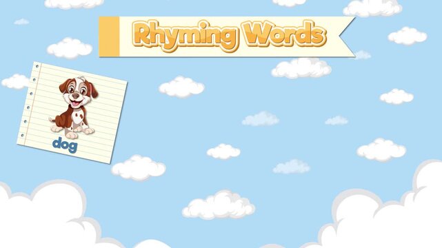 Educational Rhyming Words Animation with Cartoon Animals and Objects