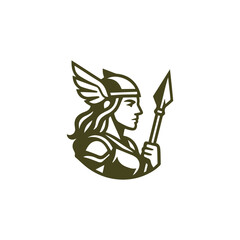 Modern Valkyrie Goddess Logo