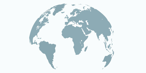 Stylized earth globe illustration with continents and oceans depicted in blue tones