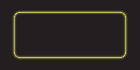 Neon light effect yellow rectangular border glow on black background
