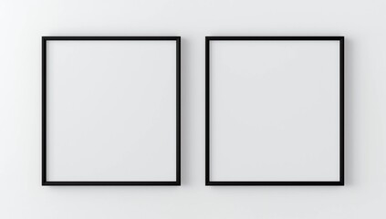 Two square black frame mockup. Set of Two black frame mock up poster. 2 square frame 3d illustrations