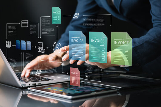 Checking bill electronic invoice concepts.Financial  management with technology automation