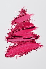 Pink cosmetic smear forming a Christmas tree shape on white background