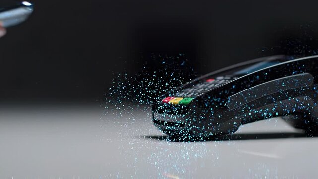 Closeup Contactless Card Payment At Terminal.