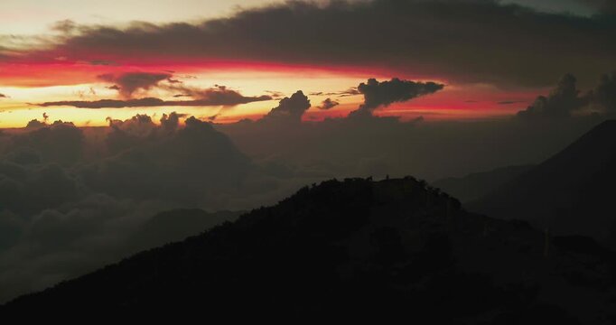 Golden Light Rays Over Gunung Gede Volcano