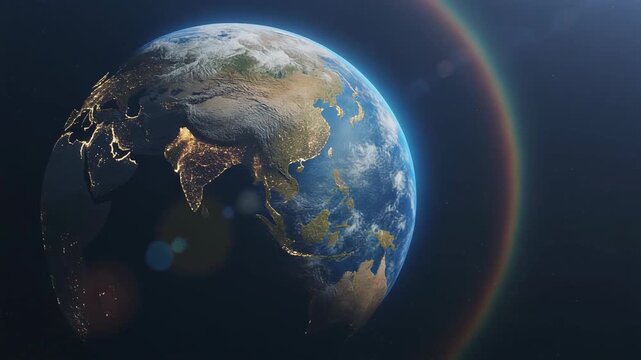 Earth Orbiting - Terminator Line and City Lights at Night