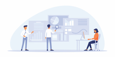 Obraz premium Business team analyzing data charts and graphs during a presentation or meeting