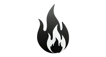 Black and white stylized flame icon