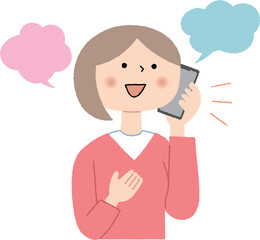 笑顔で通話する若い女性