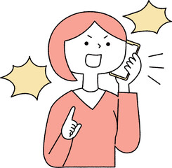 電話口で怒鳴る若い女性単色