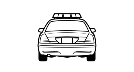 Police car with flashing lights seen from the rear. © Muhril