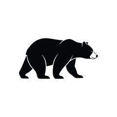 Obraz premium Minimalist Bear Profile Silhouette Black And White Wildlife Animal Illustration For Design
