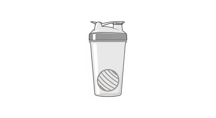 Clear plastic shaker bottle with gray lid and logo