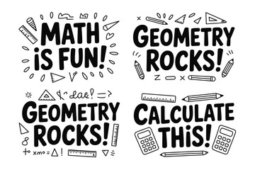 Math vector illustration with geometry and calculation icons