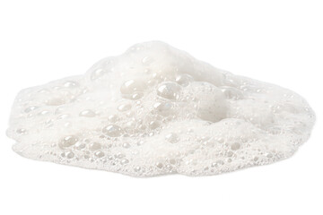 White soap foam pile with bubbles, cleaning, washing, and hygiene concept with transparent background