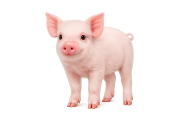 Piglet standing with pink skin. Represents agriculture, farm animals, and organic food concepts. Isolated on transparent background