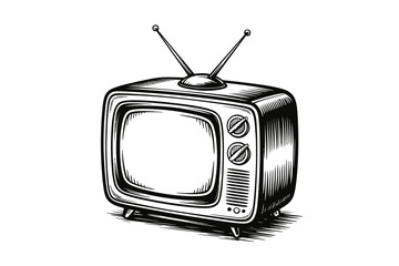 Television vector illustration with antenna and dials on white background