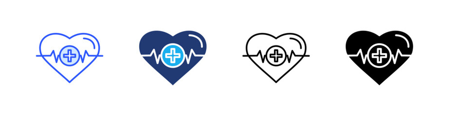 Obraz premium Heart Beat Multiple Style Icon Set Vector 