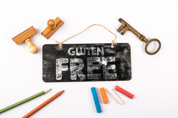 Gluten Free Sign With Key Stamps And Chalk