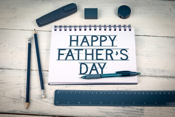 Happy Father's Day Text On Notebook With Stationery