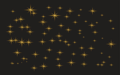 Fototapeta premium Golden light effect sparkling stars on dark background