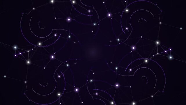 Abstract Christmas vector illustration featuring a dark night sky design with glowing stars and magic snowflakes for a festive holiday wallpaper backdrop