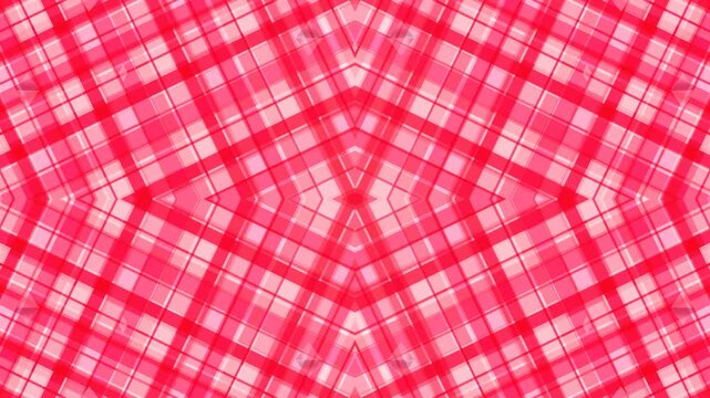 Vibrant Red and White Symmetrical Plaid Pattern Animation.