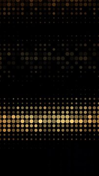 Abstract golden digital light pattern flowing equalizer motion graphics background suitable for events, club visuals, presentations, or digital art displays.