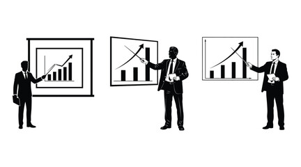 Fototapeta premium Business presentation silhouettes with growth charts