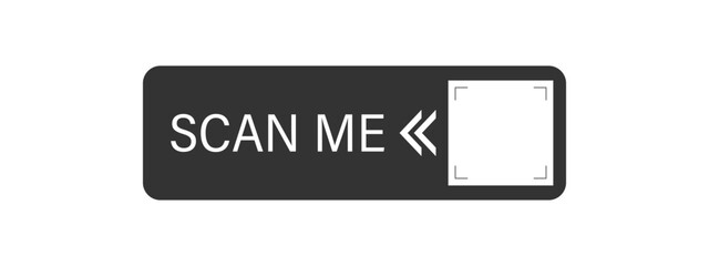 Quick Scan and pay. QR code icon or CTA button in Frame now. Mobile app design with modern arrow and business border. Flat Vector illustration.