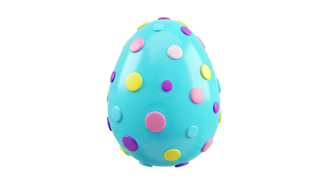 3D Rendered Blue Easter Egg with Colorful Polka Dots