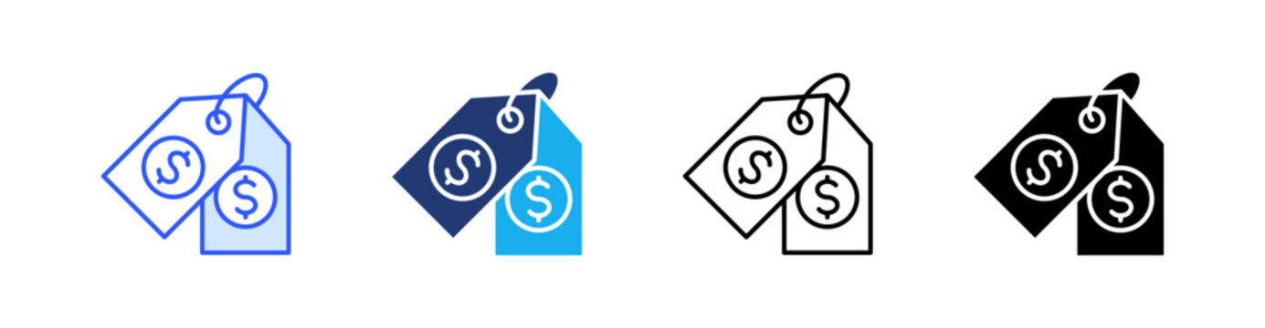 Pricing Multiple Style Icon Set Vector 