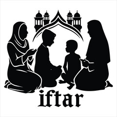 family sitting together before iftar islamic silhouette moment