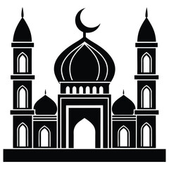 mosque crescent moon silhouette ramadan event vector design