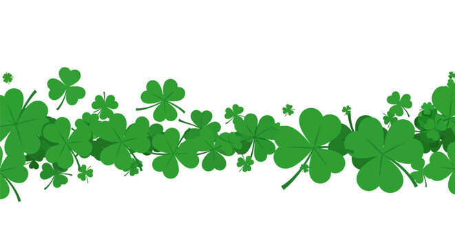 A vibrant border of green clover leaves encircles a blank white space