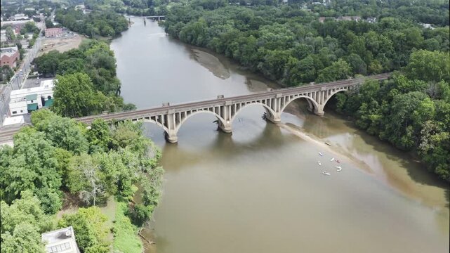 Aerial View of Rappahannock River Bridge Fredericksburg VA