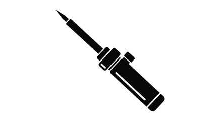 A black and white illustration of a screwdriver on a white background