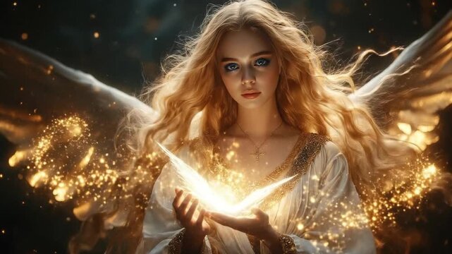 Whimsical fae with flowing robes and sky-colored eyes