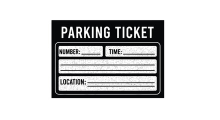 A black and white illustration of a blank parking ticket form