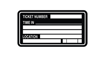 A simplified black and white illustration of an empty ticket form