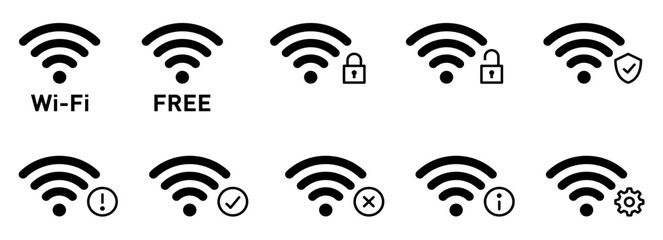 Wi-Fi電波アンテナマークアイコン情報角丸黒 © marutan