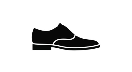 Black Men&rsquo;s Shoe Silhouette Icon on White Background