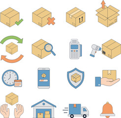 E-commerce and Online Shopping Icon Set.Modern Shopping Symbols for Apps and UI Design