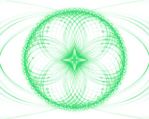Glowing Green Sacred Geometry Sphere Fractal Illustration