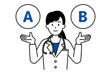 AとBの選択肢を提案する医師の女性