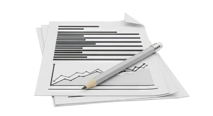 Pencil on business reports with graphs