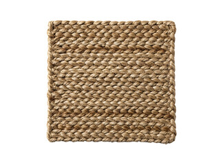 Png a square piece of woven jute or sisal rope on a transparent background