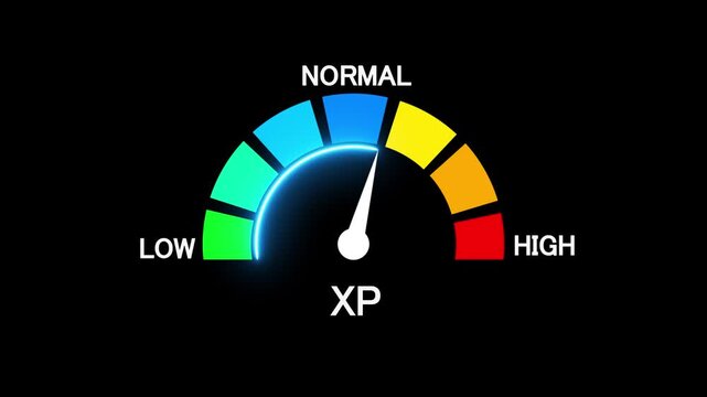 XP Level Measuring animation. motion animation on a transparent background alpha channel. Motion graphics of level miter concept.4K animation 